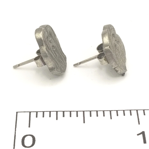 Rawcliffe Lhasa Apso Pewter Dog Head Earrings 1983 Vintage Puppy Animal - Picture 5 of 6